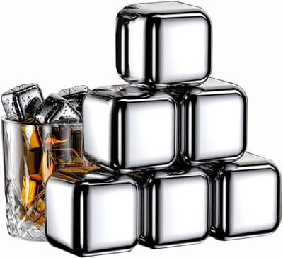 6 stuks, metalen herbruikbaar ijs, roestvrijstalen ijs voor whisky, vodka, liqueur, wijn, dranksap of frisdrank