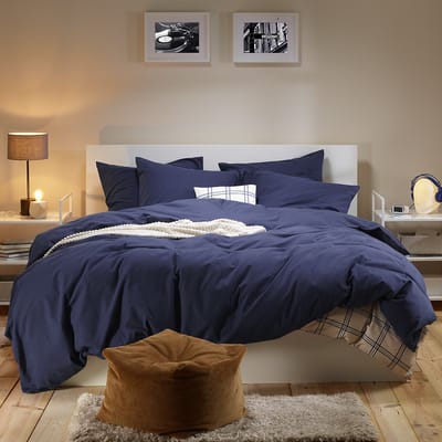 Moodit Dekbedovertrek Frey Evening Blue - Tweepersoons - 200 x 220 cm - Katoen Flanel