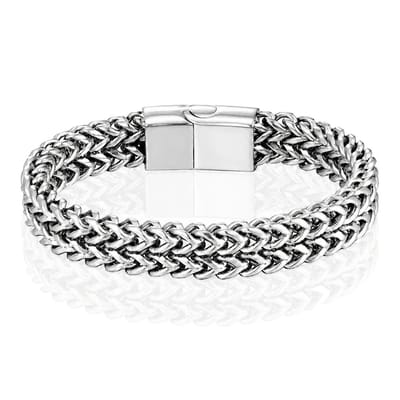 LGT JWLS Heren Armband - Dubbele Curb Chain van Edelstaal, Zilver-23cm