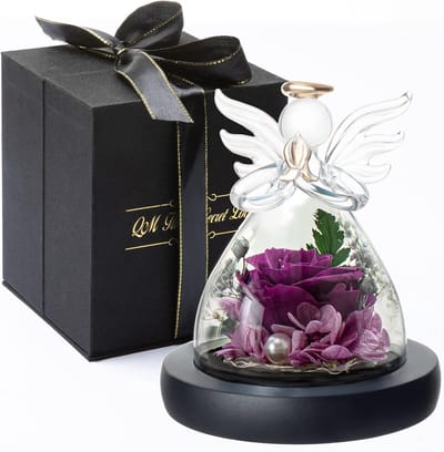 Eeuwige Roos - Gestabiliseerde Bloem - Decoratief Cadeau - Engel Ontwerp - 12 x 15 x 12 cm - Rood