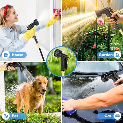 Flexibele tuinslang - Rekbare slang - Tuin bewateren - Knikvrij en lekvrij - Tot 45 meter - Zwart