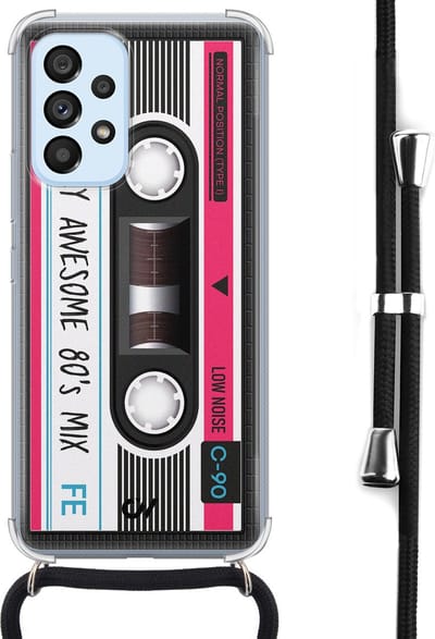 Telefoonhoesje met koord geschikt voor Samsung A53 - Cassette - Inclusief koord - Transparant, Grijs - - Crossbody beschermhoes - Met Telefoonketting