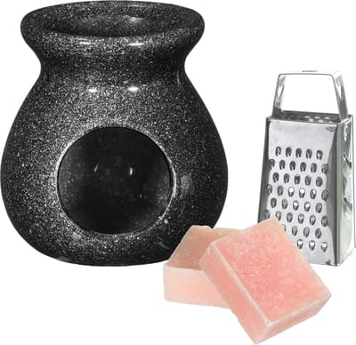 Ideas4seasons Amberblokjes/geurblokjes cadeauset - roos - inclusief geurbrander en mini rasp