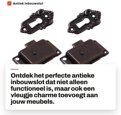 Dailygoods- Inbouwslot Antiek - Mini-hangslot Messing - Decoratief Slot - Voor Sieraden - Voor Antieke Kisten - Inclusief Sleutel