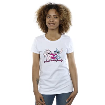 Disney Dames/Dames Lilo And Stitch Ohana Hart Met Engel Katoenen T-Shirt (Wit)