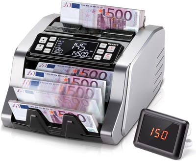 Geldtelmachine met UV/MG/IR/MT-detectie voor EUR - 1100 vellen/min - LCD-display - 2 jaar garantie