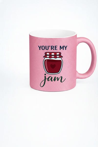 Glitter Mok 'You're My Jam' Roze | Liefdevol Hart Cadeau | Unieke Koffiemok
