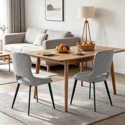 Eetkamerstoel - Set van 2 - Moderne Accentstoel - Woonkamerstoel - Gestoffeerde Stoel - Dressingstoel - Comfortabele Zitstoel - Stijlvolle Interieurstoel - Grijs
