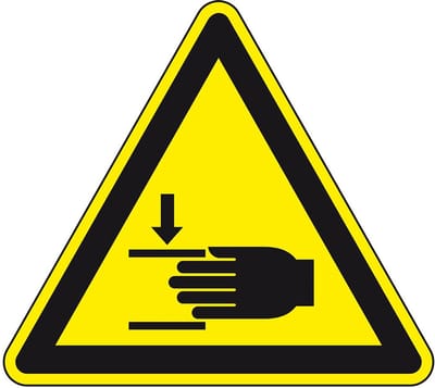 Waarschuwingssticker handbeklemming - ISO 7010 - W024 50 mm - 10 stuks per kaart