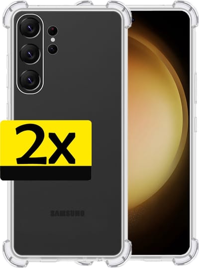 Hoesje - 2 Stuks - Geschikt voor Samsung Galaxy S23 Ultra - Sterk & Shockproof - Siliconen Case - Back Cover - Telefoon Hoes Shock Proof - Telefoonhoesjes - Transparant