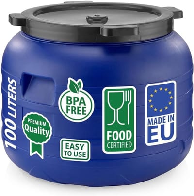 Afvalbak Tuin - Compostbak Bak - Afval Verzamelen - 100 Liter Inhoud - Diameter 52 cm - Blauw