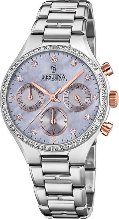 Festina F20401/3 Boyfriend Chronograaf - Polshorloge - Staal - Zilverkleurig - Ø 36mm