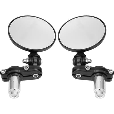 2 Stuks Retro Metaal Ijzer Elektrombile Handvat Bar End Ronde Achteruitkijkspiegels Achteruitkijkspiegel white