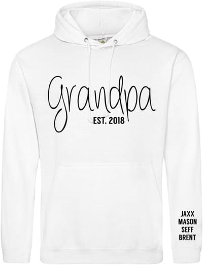 Heren hoodie grandpa est met jaartal en naam of namen van de kleinkinderen-Maat S