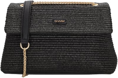 Charm London Paris Crossbodytas - Schoudertas - Ketting - Riet - Zwart