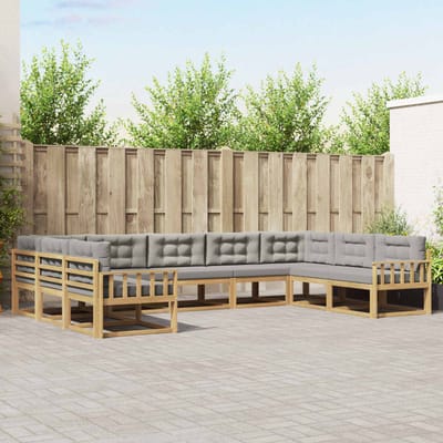 vidaXL - Buiten - bank - set - 9 - st - Wit - en - Lichtgrijs