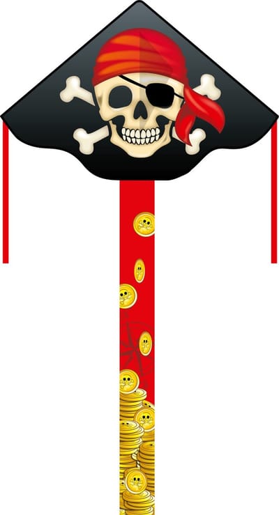 Kindervlieger HQ Simple Flyer 120 Jolly Roger 102007 Zwart 120 x 75 cm + 150 cm staart