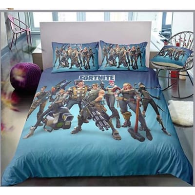 Fortnite Beddengoed Set Dekbedovertrek Kussensloop Spel Cartoon Decoratie Sprei Slaapkamer Dekbedovertrek Beddengoed Pakket Kinderen Kerstcadeau EU Double(200*200cm)3pcs