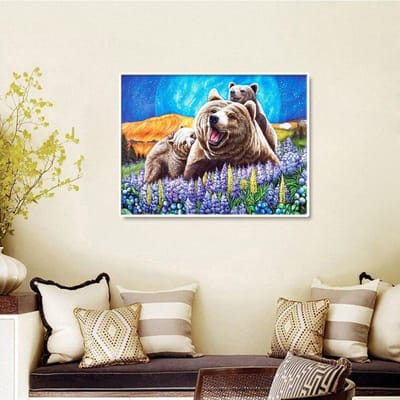 Diamant borduurwerk kruissteek beer 5D ronde diamant schilderij dier steentjes foto's 20X30CM blue