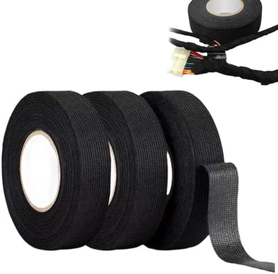Zwarte Isolatietape voor Elektricien - 3 Stuks Zelfklevende Textieltape voor Kabelbundels en Draadbedrading