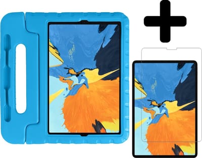 Hoes - Geschikt voor Apple iPad Pro (2020) - 11 inch - Met Screenprotector - Kinderhoes Shockproof Bumper - Kidsproof Case - Tablet Hoesje - Kinder Hoesje Cover - Blauw