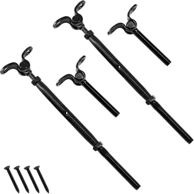 (2 pcs) Black Cable Railing Kit for 3/16" Cable 316 Stainless Steel 180° Adjustable (2 Pieces) Angle Turnbuckle Hardware for Wooden Post Stairs Deck