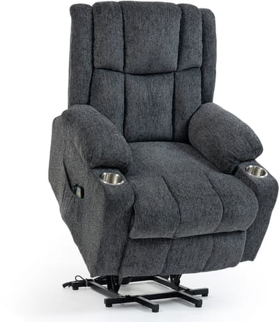 Sweiko Elektrische Massagestoel - Fauteuil - Met opstahulp - Warmtetherapiefunctie - 2 bekerhouders - Donkergrijs