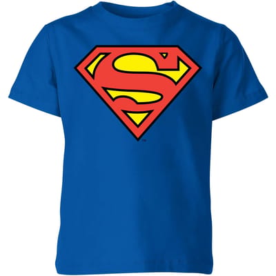 DC Originals Official Superman Shield Kinder T-shirt - Blauw - 98/104 (3-4 jaar)