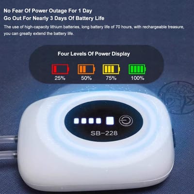 Aquarium Luchtpomp USB Oplaadbare Zuurstofpomp Vissenkom Bruissteen Hoge Capaciteit 4800mAh Lithium Batterij Stil 4800mAh