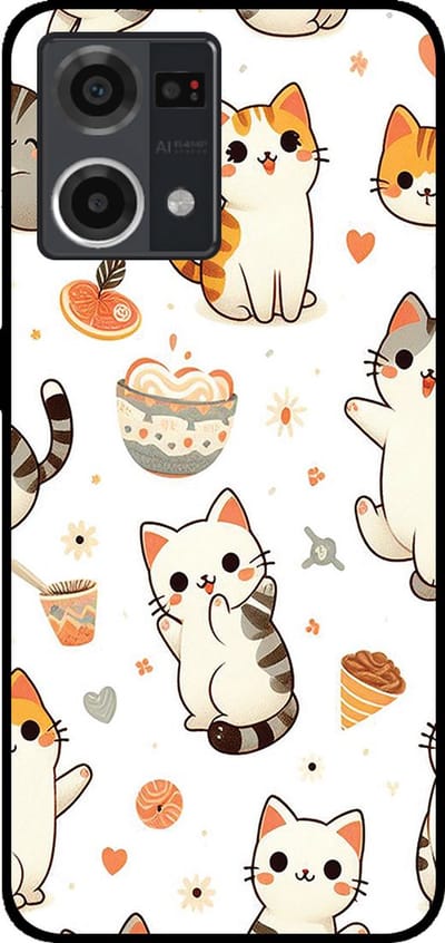 Smartphonica Telefoonhoesje Geschikt voor Oppo Reno7 4G met katten opdruk - TPU backcover case cat design geschikt voor Oppo Reno7 4G