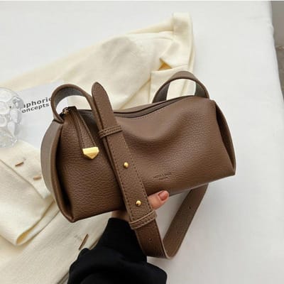 Tas Dames Grote Capaciteit Eénschouder Boston Tas Modieuze Niche Textuur Onderarm Kussen Tas brown