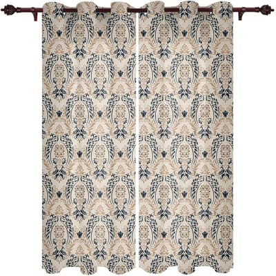 Barokke Gouden Bloemenbladeren Prachtige Raamgordijnen Schilderachtige Gordijnen voor Woonkamer Decoratieve Items Woonkamer 135W x 160H(cm)x2