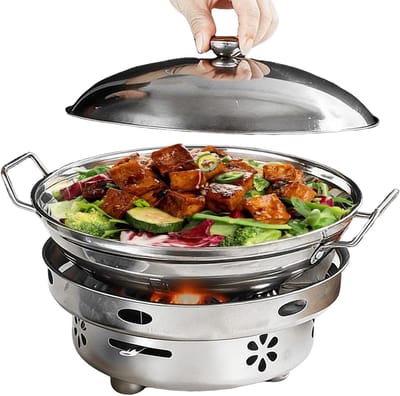Campingset Kookgerei - Draagbare Kookset - Outdoor Koken - Snelle Warmteoverdracht - 24 cm - Zilver