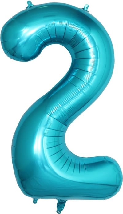 Folie Ballon Cijfer 2 Jaar Cijferballon Feest Versiering Folieballon Verjaardag Versiering Blauw XL 86Cm Met Rietje