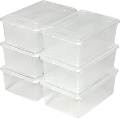 tectake® Schoenendoos met deksel - Stapelbare transparante kunststof opbergdoos - Afmetingen: 33x23x12 cm - Opbergruimte voor accessoires - Verkrijgbaar in verschillende - Set van 12/2x Set van 6