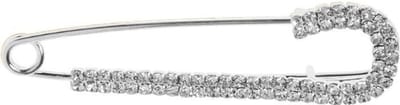 Fako Bijoux® - Sierspeld / Sjaalspeld - Strip - Kristal - 76mm - Zilverkleurig