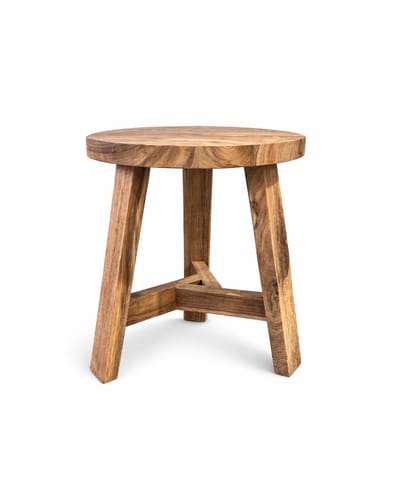 TeakOne - Round stool A - Krukje/bijzet stoel - Teak - Licht bruin
