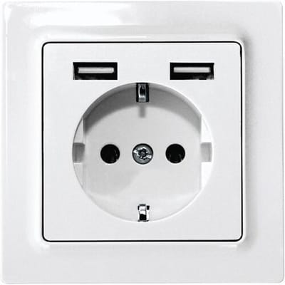 Eltako DSS55E+2xUSBA-wg Stopcontact Inbouw (in muur), Schroefbevestiging