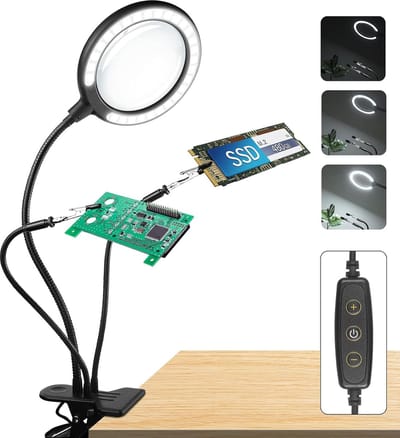 Crafts Lamp Magnifiers - Help Hands Soldering - Dimmable LED Clamp Magnifier met 6 Instelbare Lichteinstellungen voor Lezen - Senioren - Hobby's - Creatieve Projecten