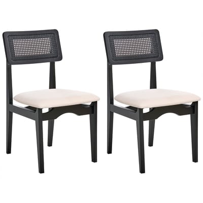 RUBONIA - Eetkamerstoel set van 2 - Zwart - Rubberhout/Polyester
