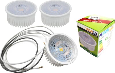 Trango Set van 3 MOCOBSD-C*3 LED-module 5 Watt 3 niveaus dimbaar incl. 75 cm kabel elk H: 3cm 3000K warm wit voor vervanging GU10 & MR16 Halogeenlampen Inbouwarmaturen, plafondspots, inbouwspots