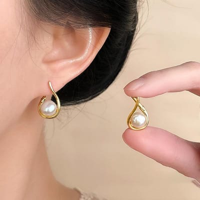 Boucles d'oreilles Puces Perle Incrustée Ligne Pour Femmes Tempérament Français Élégant Bijoux de Soirée Cadeaux Vente en Gros black