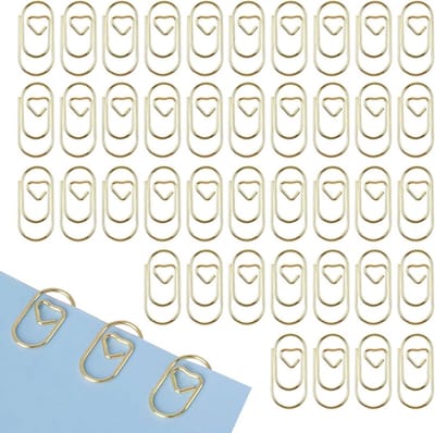 Kleine hartvormige gouden paperclips - 50 stuks voor het organiseren en versieren van documenten