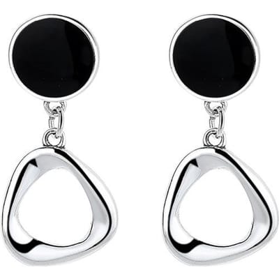 S925 Sterling Zilveren Ring Zwarte Druppel Rubber Oorbellen Nieuwe Ins Trend Niche Design Alles-match Oorbellen voor Vrouwen black