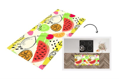 Keukenloper - Loper keuken - Fruit - Sjablonen - Verf - 120x50 cm - Keukenloper vinyl