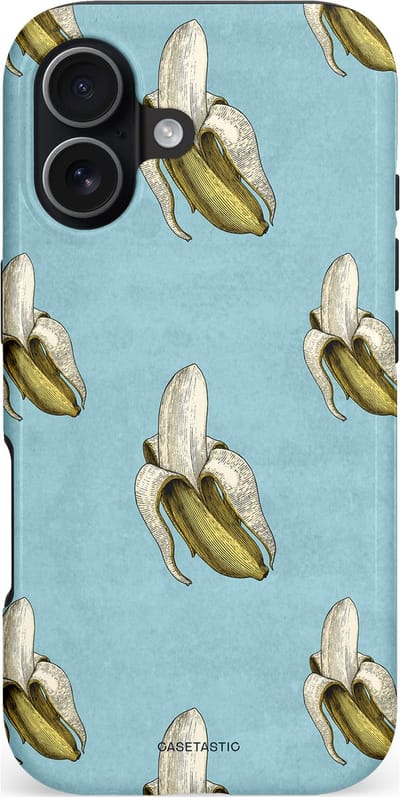 Casetastic hoesje geschikt voor Apple iPhone 17 - MagSafe - Dubbellaagse bescherming - Vintage Fruit Design - Fashion Case - Lichtblauw Zand Saliegroen