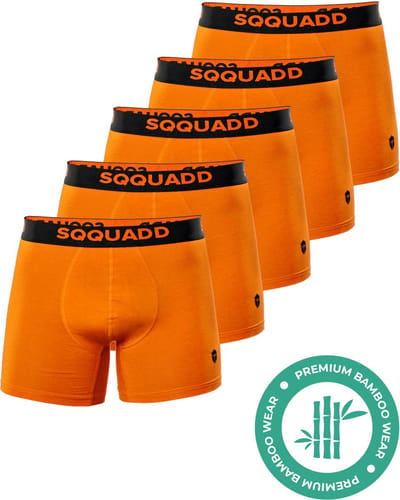 SQQUADD® Bamboe Ondergoed Heren - 5-pack Boxershorts - Maat XL - Comfort en Kwaliteit - Voor Mannen - Bamboo - Oranje