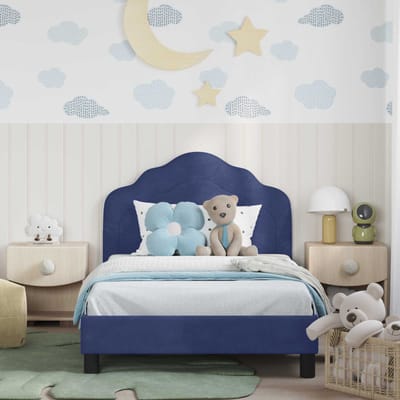 vidaXL - Kinderen - bedframe - met - hoofdboard - Politieblauw - 80 - x - 200 - cm