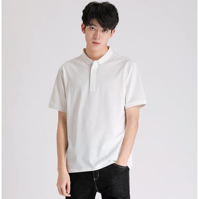 Nouveau Style Été Couleur Unie Vêtements de Travail à Revers pour Homme Manches Courtes Style Coréen Grande Taille Polo de Golf pour Homme 3XL white