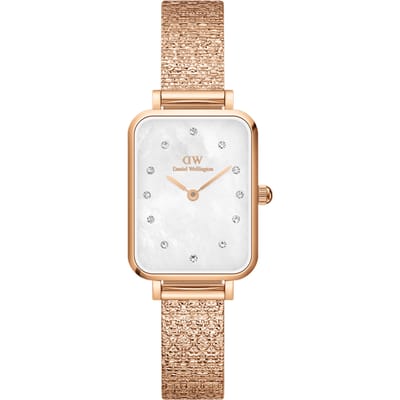 Daniel Wellington DW Watch Quadro Lumine Pressed Piano White MoP Rose Gold 20x26mm